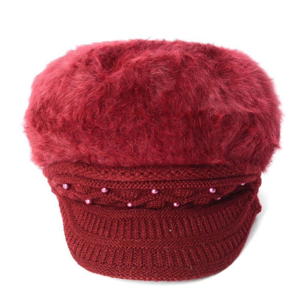 Newsboy Cap Simulated Pearl Burgundy